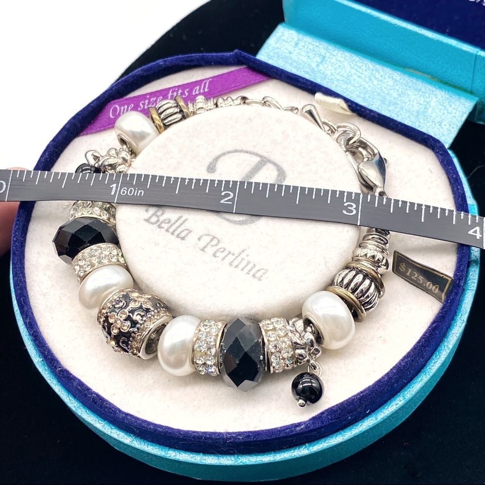 Bella Perlina Charm Bracelet Black, Crystal, Pearl & Silver Bead Customizable - Picture 8 of 14